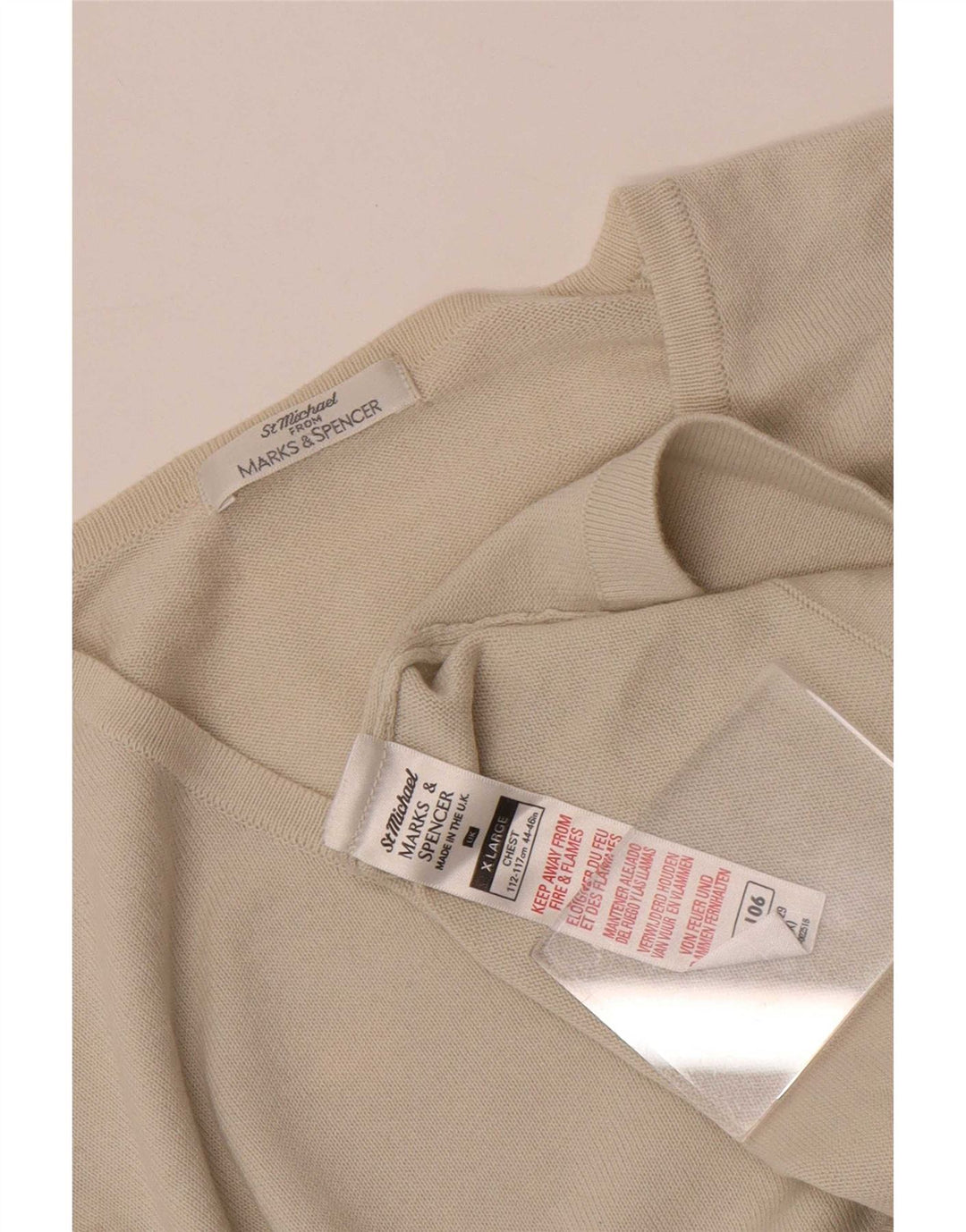 Marks & Spencer Top da uomo a maniche lunghe XL in cotone beige