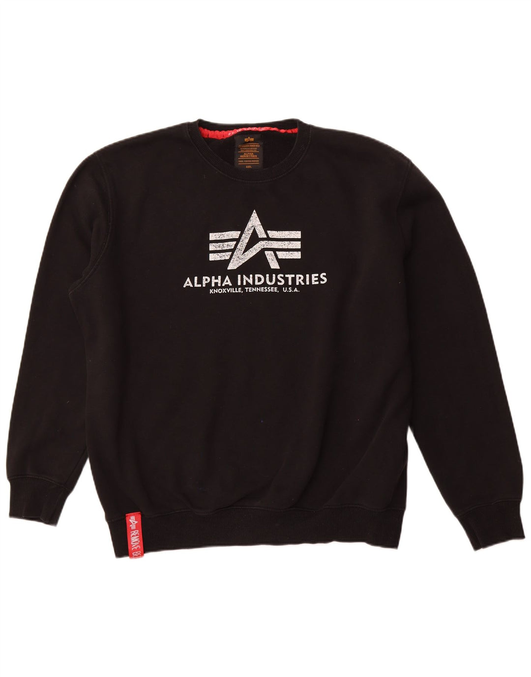 ALPHA INDUSTRIES Felpa grafica da uomo Maglione 2XL Cotone nero