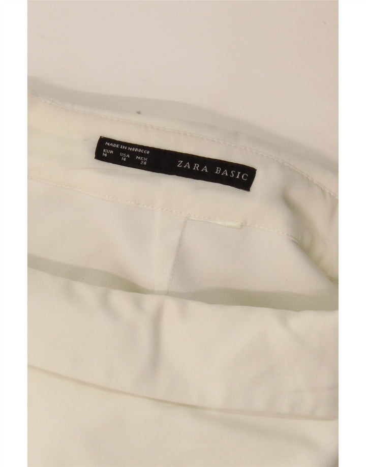 Pantalone ZARA Donna UK 12 Medio Bianco
