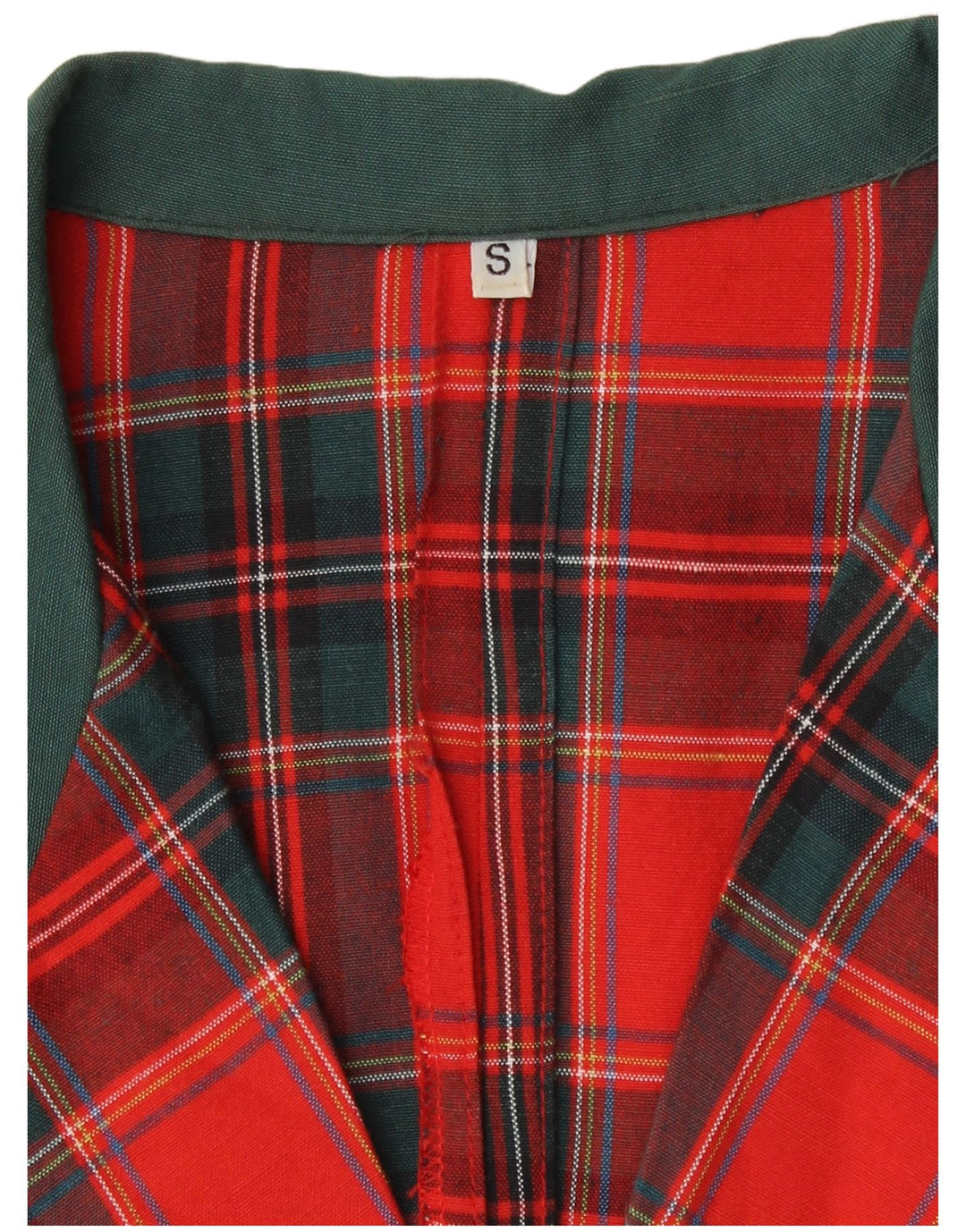 Giacca blazer vintage da donna a maniche corte a 2 bottoni UK 10 piccolo quadretto rosso