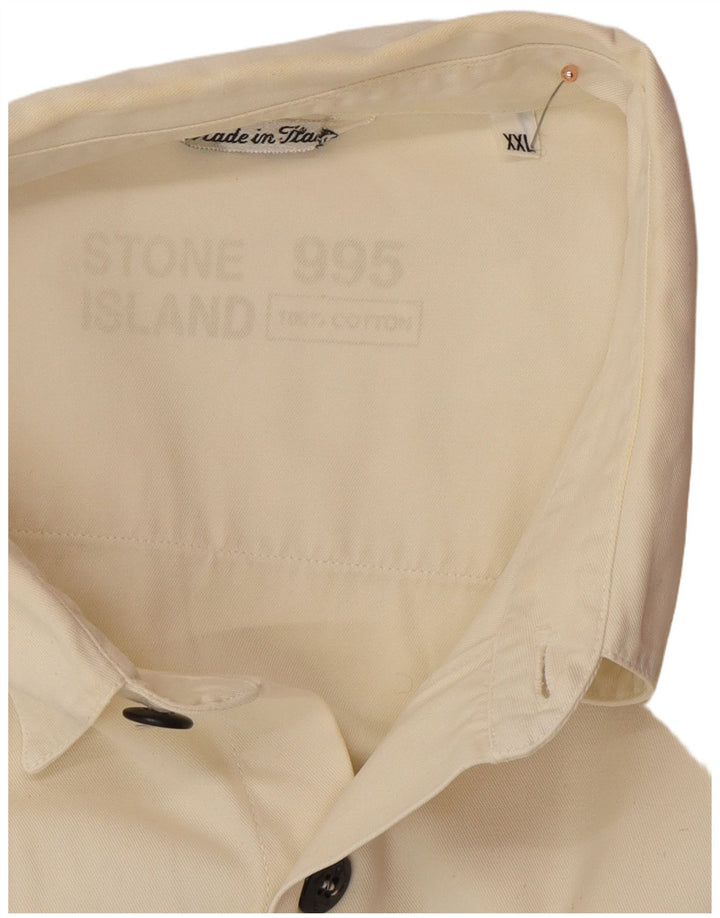 STONE ISLAND Camicia da uomo 2XL Cotone bianco sporco Classico
