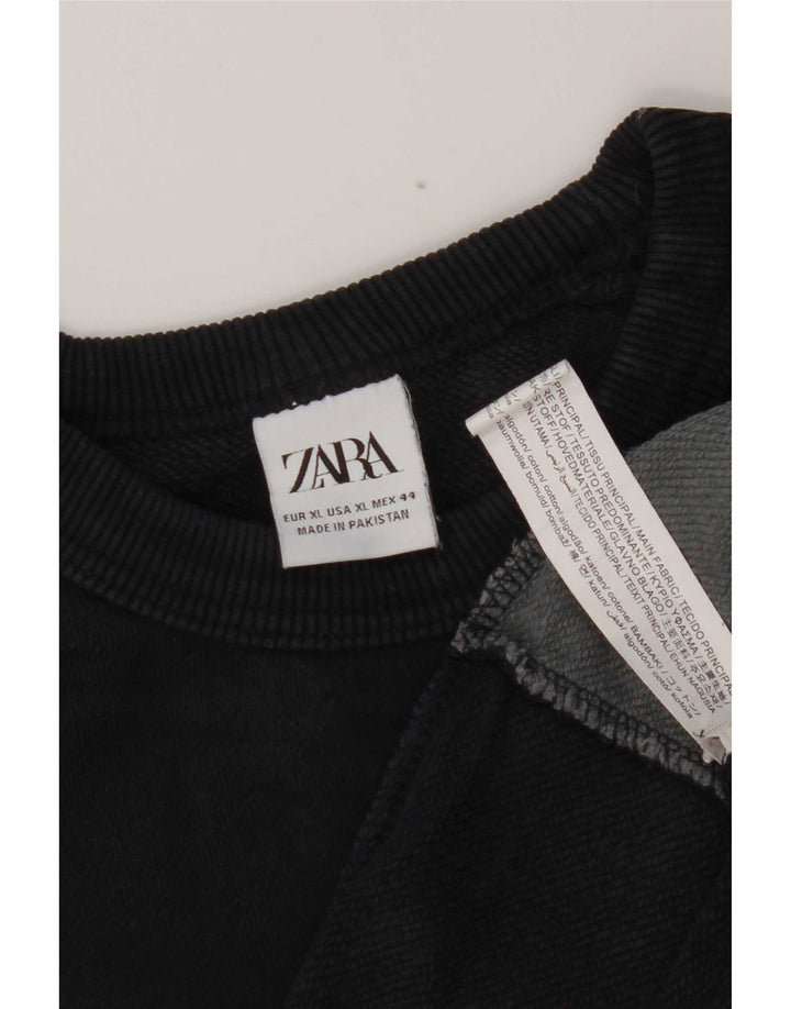Felpa Zara da uomo maglione XL blu navy in cotone color block
