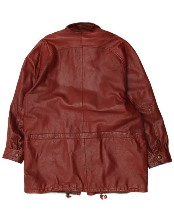 Cappotto in pelle da uomo Kartel vestibilità ampia UK 40 Large Brown Colourblock