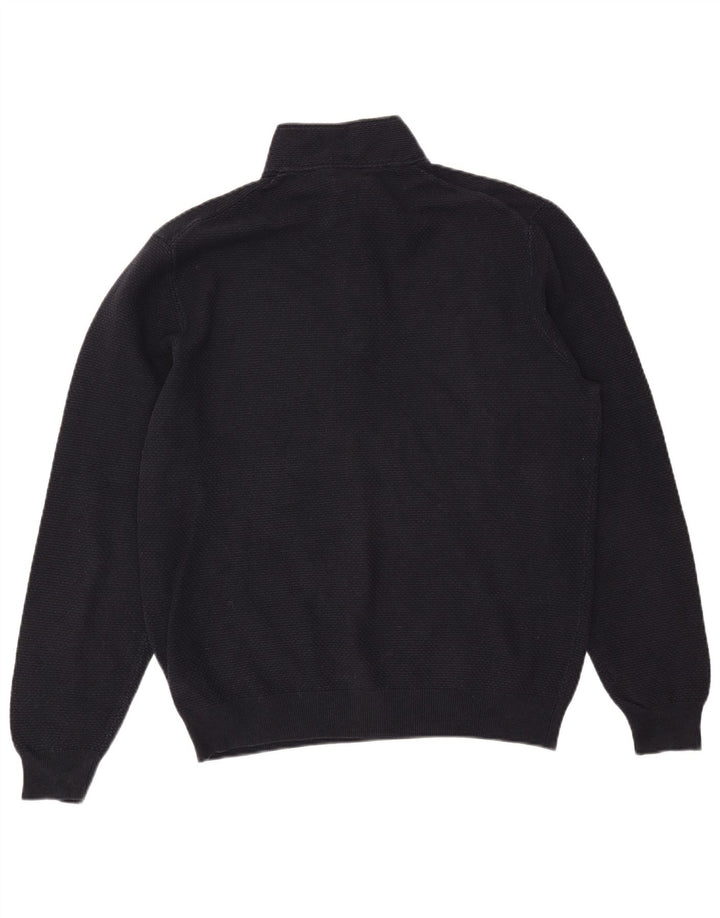 MASSIMO DUTTI Maglione da uomo con zip e collo 2XL in cotone blu navy