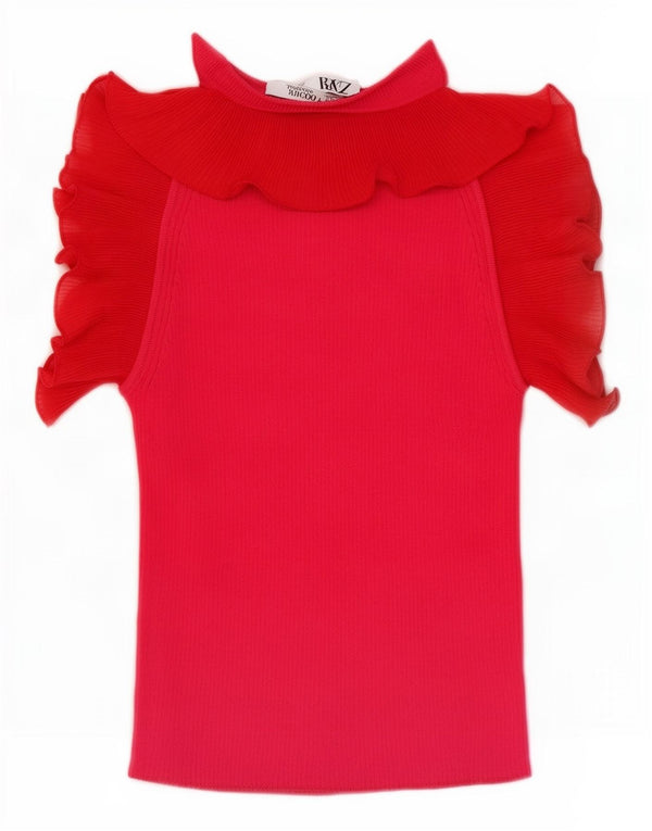 Zara Donna Camicetta Corta con Spalle Scoperte Top UK 8 Small Rosa Viscosa