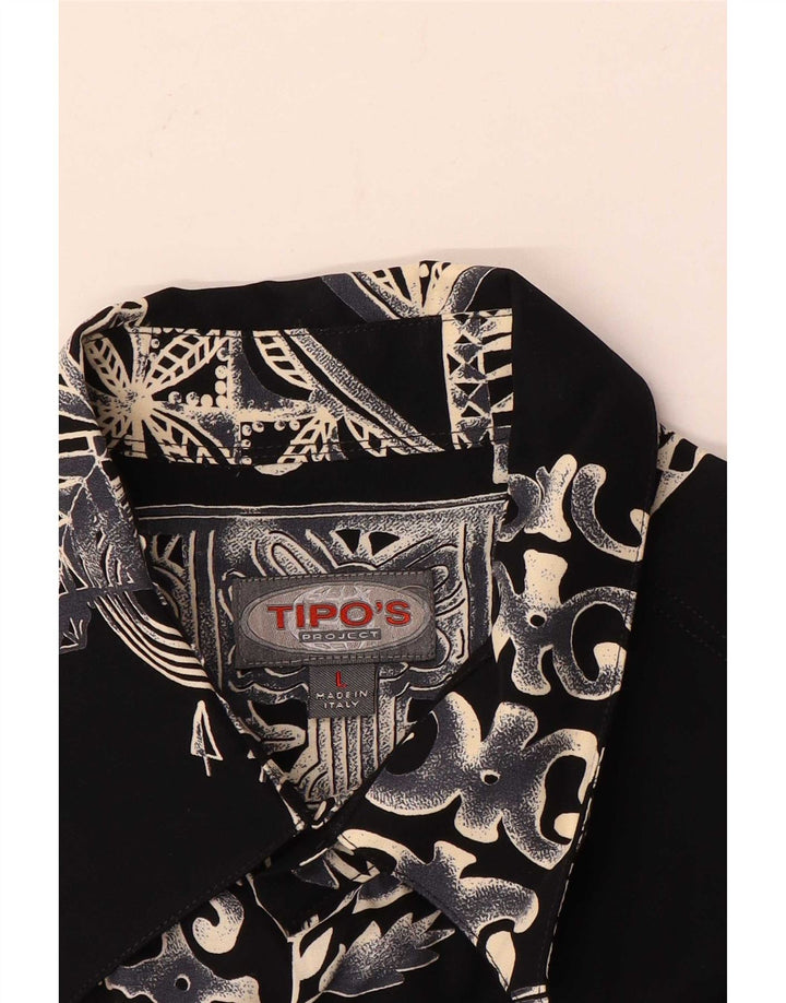 Camicia a maniche corte da uomo Tipo' S Large nera geometrica