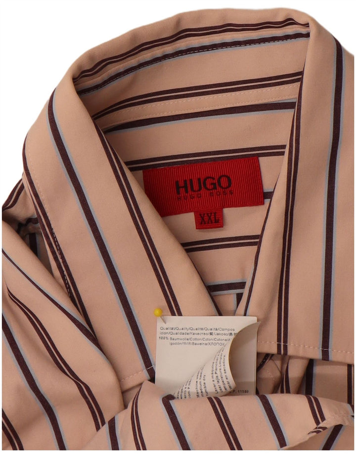 Camicia da uomo Hugo Boss 2XL Cotone a righe beige