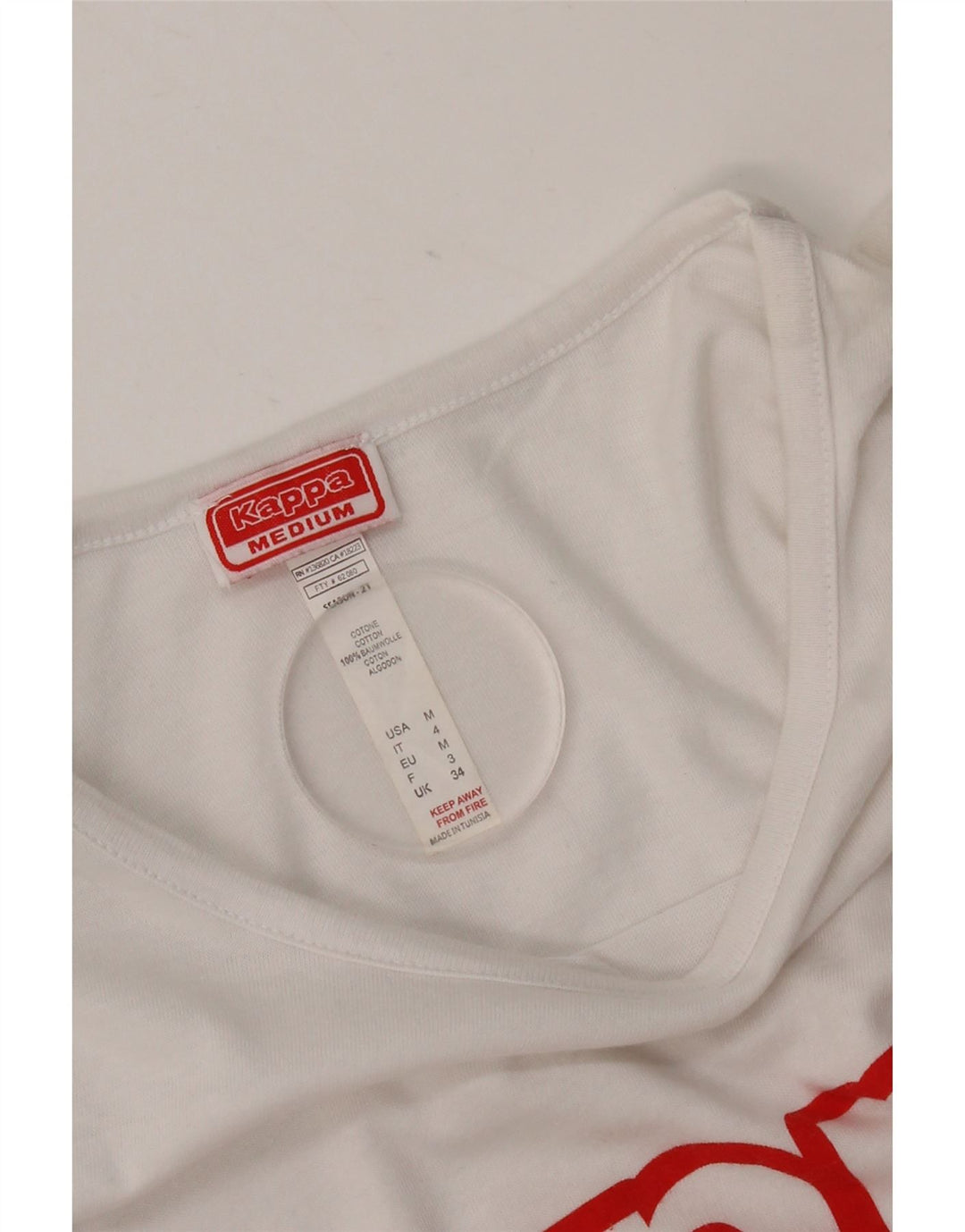 T-shirt grafica da donna Kappa Top UK 14 cotone bianco medio
