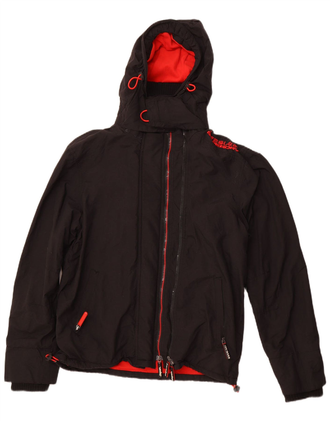 Giacca a vento da uomo con cappuccio The Windcheater SUPERDRY UK 40 grande nera