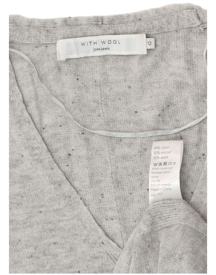 Maglione maglione con scollo a V da donna John Lewis UK 12 Nylon screziato grigio medio