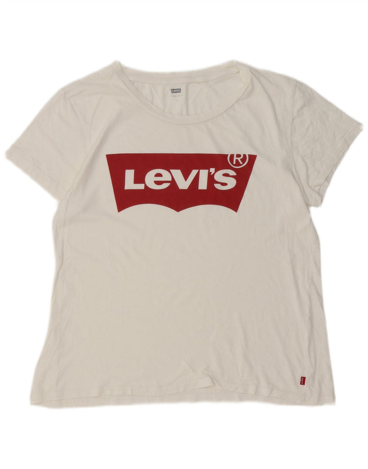 T-shirt grafica da donna Levi's Top UK 16 grande bianca