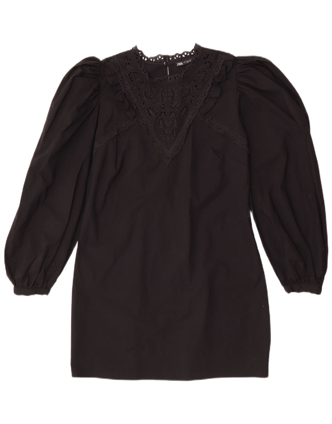 Abito a trapezio a maniche lunghe da donna Zara UK 14 grande nero