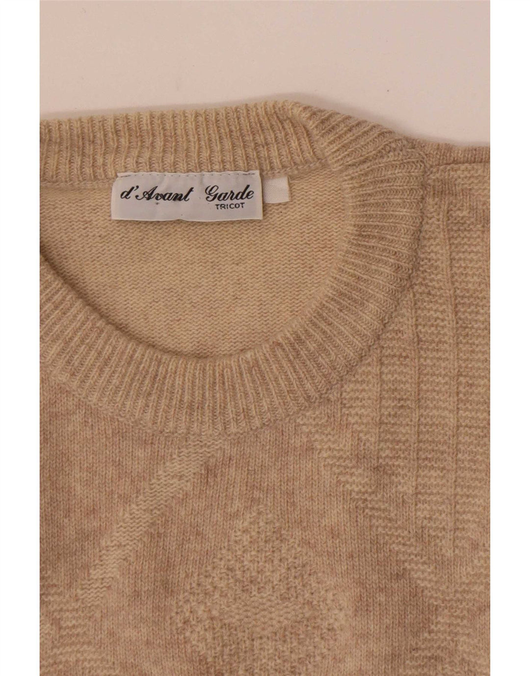 Maglione girocollo da uomo Avant Garde beige medio a rombi/diamante