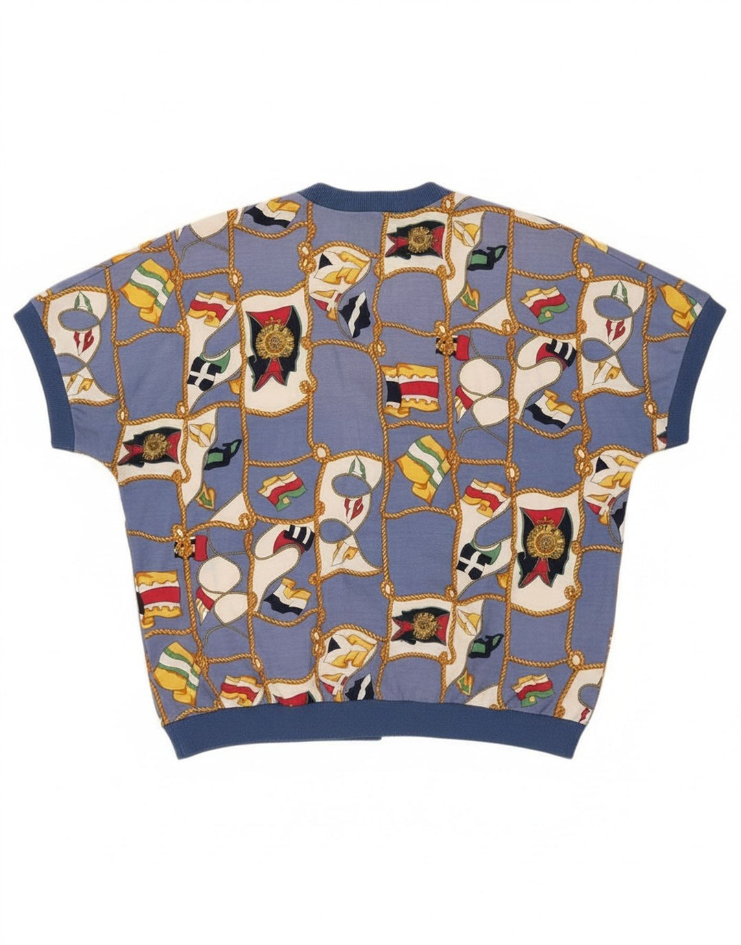 Top cardigan a maniche corte da donna con motivo astratto Ennedi IT 46 Large Blu