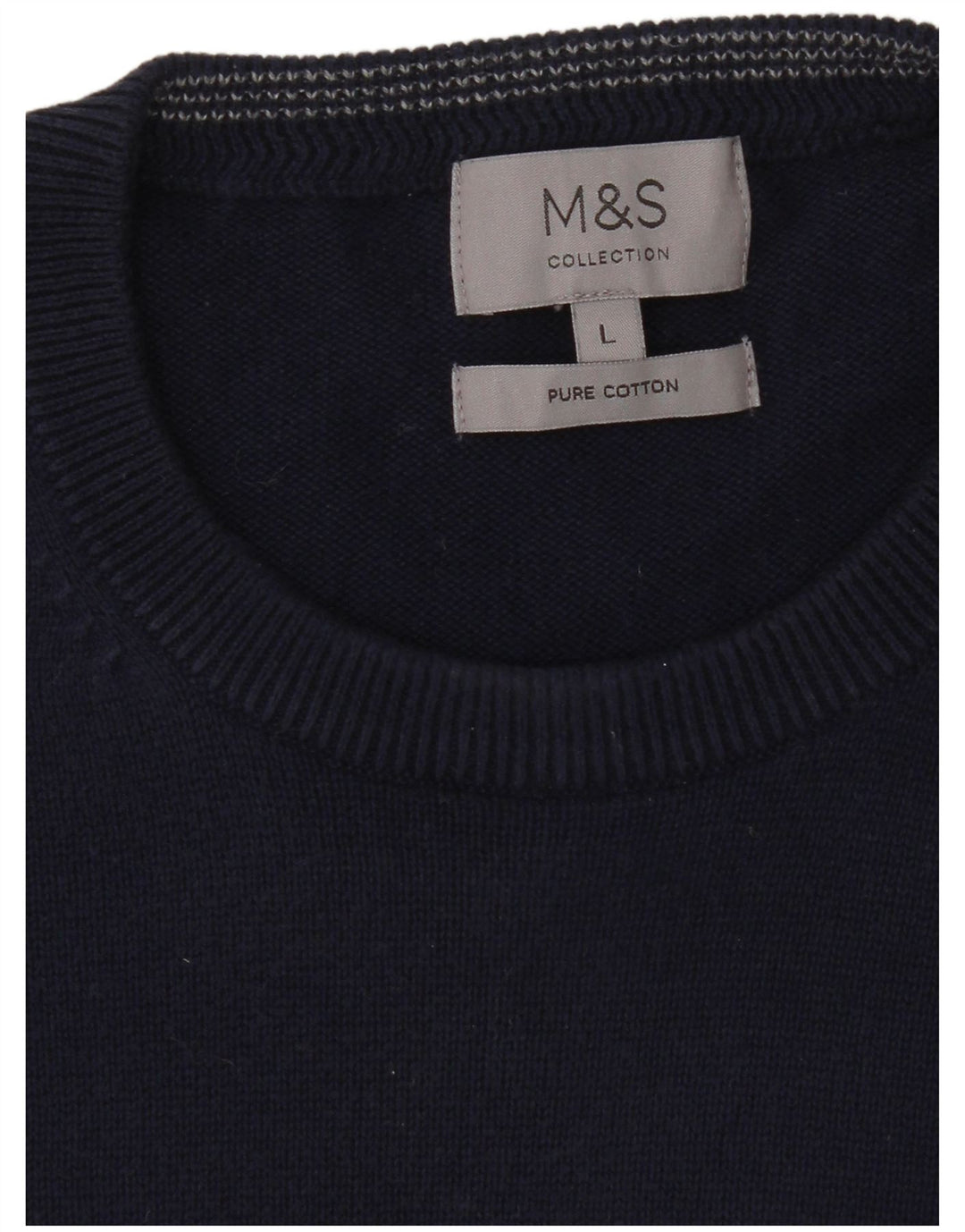 Maglione maglione girocollo da uomo Marks & Spencer grande cotone blu navy