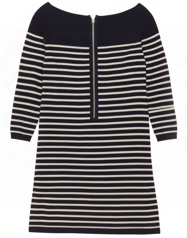 Abito a trapezio da donna con spalle scoperte Oasis UK 10 Piccolo cotone a righe blu navy