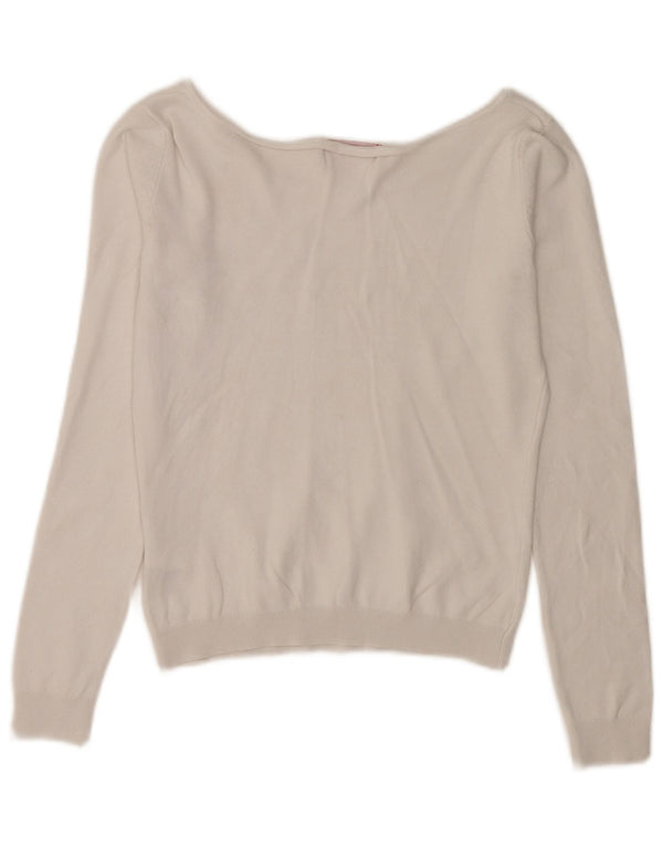 Guess Maglione da donna con scollo a barca con grafica corta UK 6 XS Viscosa bianca