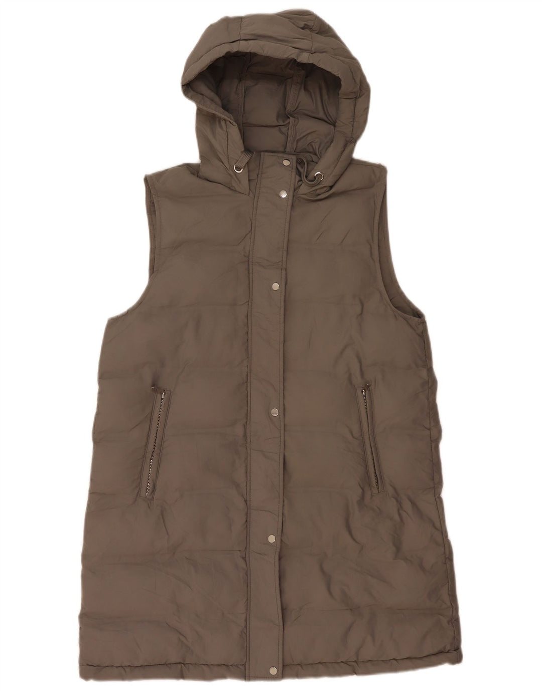 Cappotto imbottito senza maniche con cappuccio da donna Zara UK 16 grande poliestere grigio
