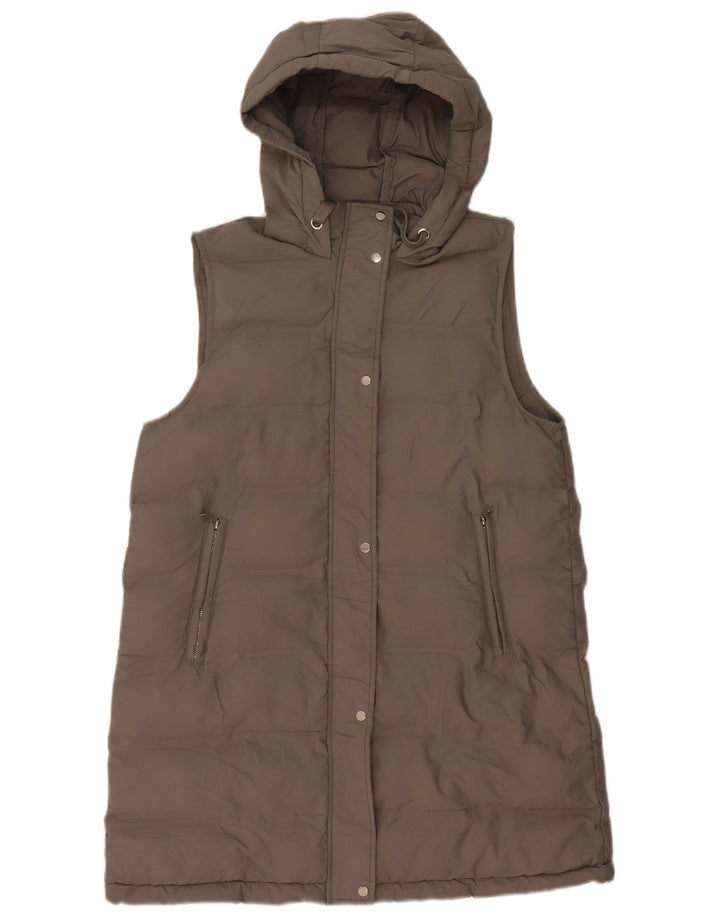 Cappotto imbottito senza maniche con cappuccio da donna Zara UK 16 grande poliestere grigio