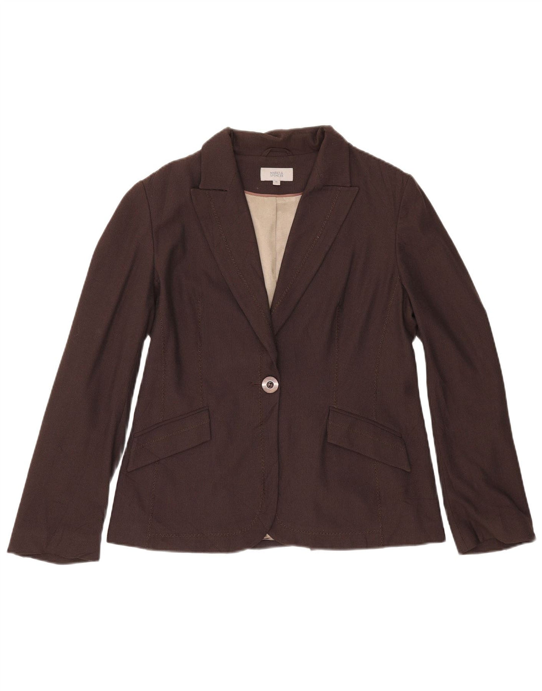 Giacca blazer a 1 bottone Marks & Spencer da donna UK 14 Marrone medio