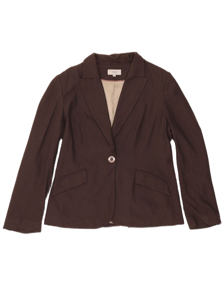 Giacca blazer a 1 bottone Marks & Spencer da donna UK 14 Marrone medio