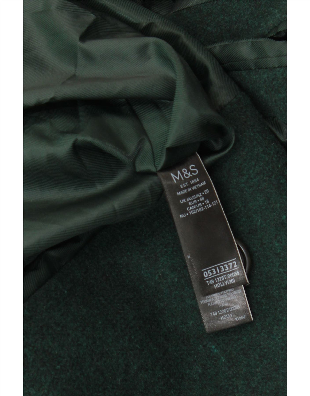 Cappotto doppiopetto da donna Marks & Spencer UK 20 2XL Lana verde