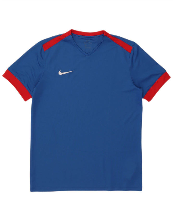 NIKE T-shirt da uomo Dri Fit Top grande blu in poliestere color block