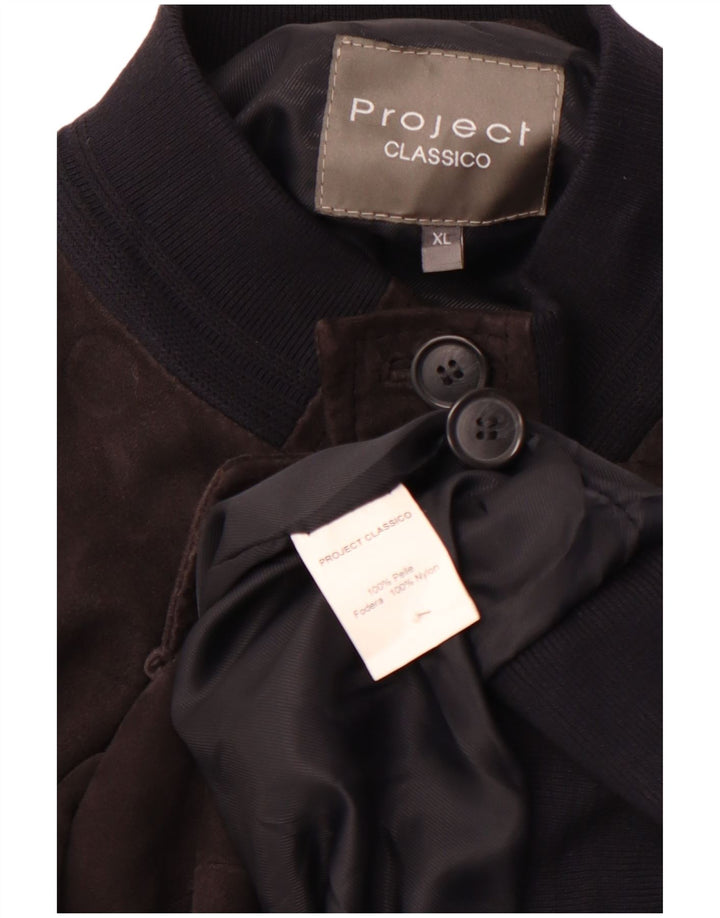 PROJECT CLASSICO Giubbotto bomber in pelle scamosciata da uomo UK 42 XL Pelle marrone