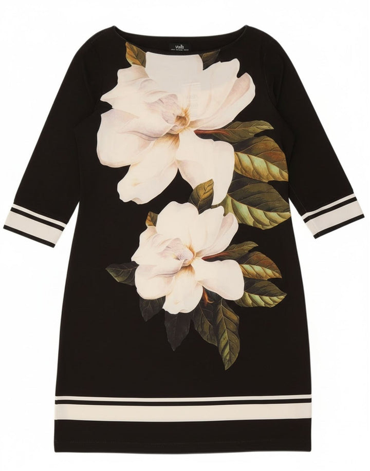 Abito tubino con maniche a 3/4 da donna Wallis US 8/10 Poliestere floreale nero medio