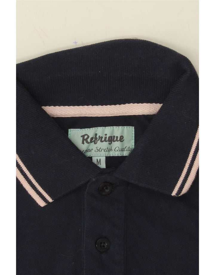 REFRIGUE Mens Polo Shirt Medium Navy Blue Cotton Vintage Refrigue and Second-Hand Refrigue from Messina Hembry 