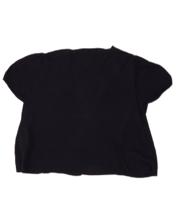Top cardigan a maniche corte da donna Marks & Spencer UK 10 piccolo blu navy