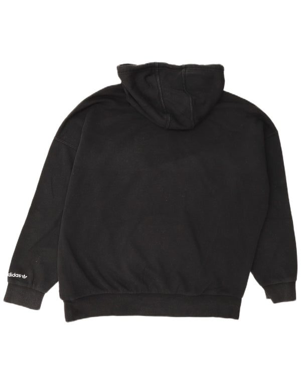 Felpa con cappuccio oversize grafica da donna Adidas UK 4 XS cotone nero