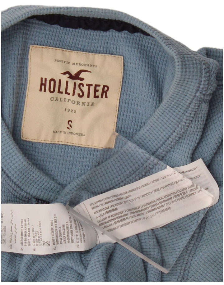 Top Hollister da uomo a maniche lunghe piccolo in cotone blu