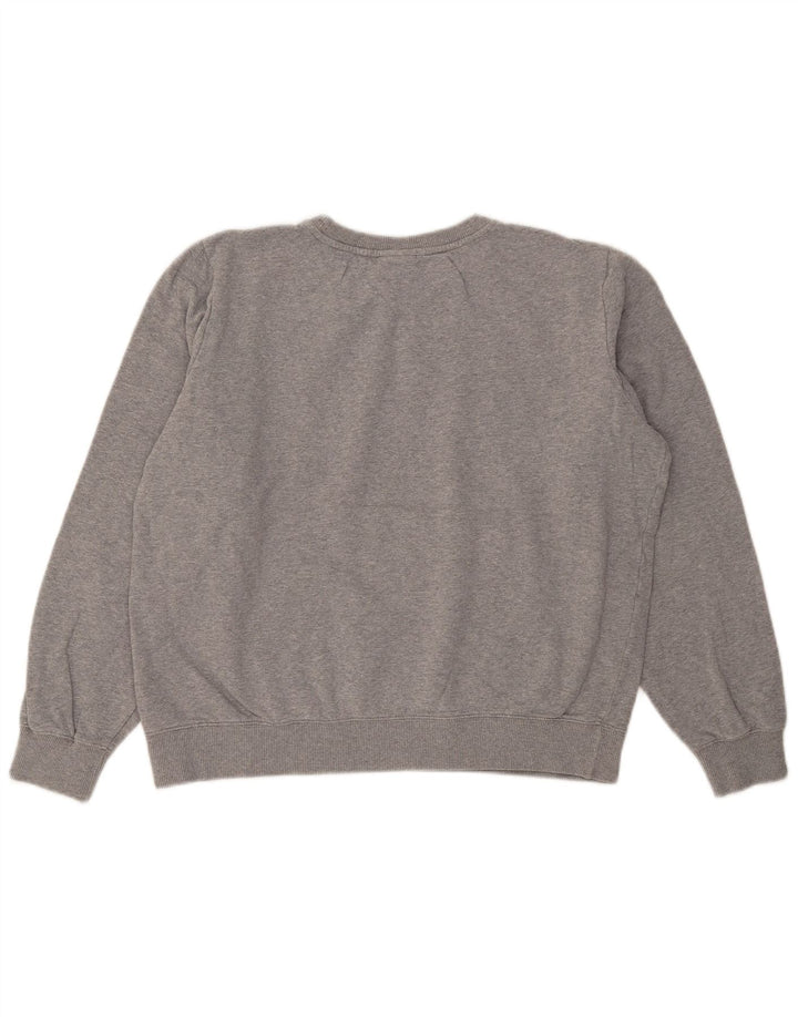 Felpa con grafica da donna Champion, maglione UK 16, grande cotone grigio