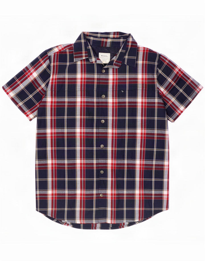 Mountain Warehouse Camicia da uomo a maniche corte media blu navy a quadri