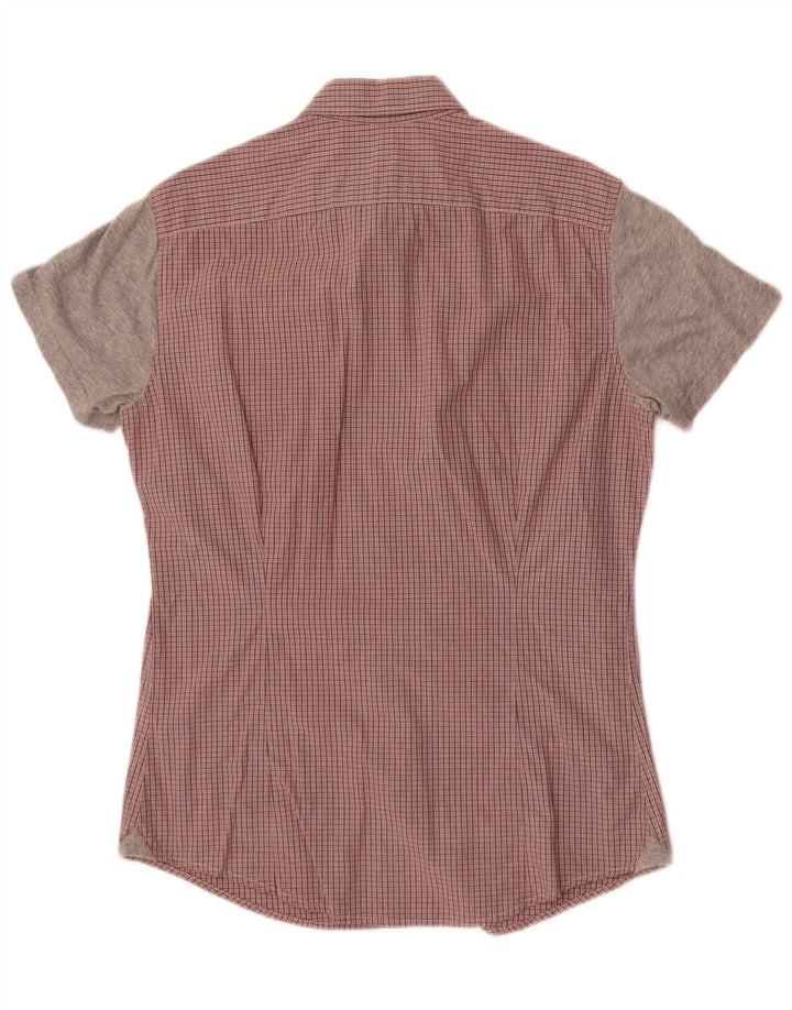 Camicia a maniche corte da uomo Sisley in cotone a quadri rossi grandi