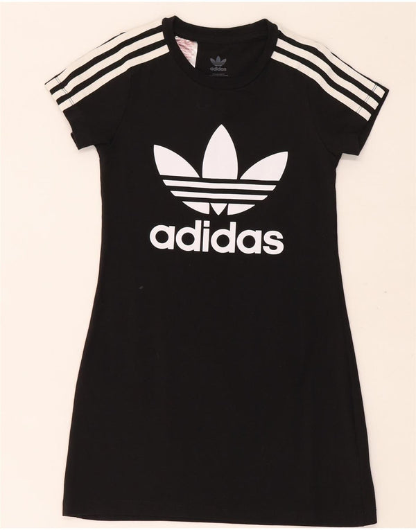 Abito T-shirt grafica Adidas per ragazze 7-8 anni in cotone nero