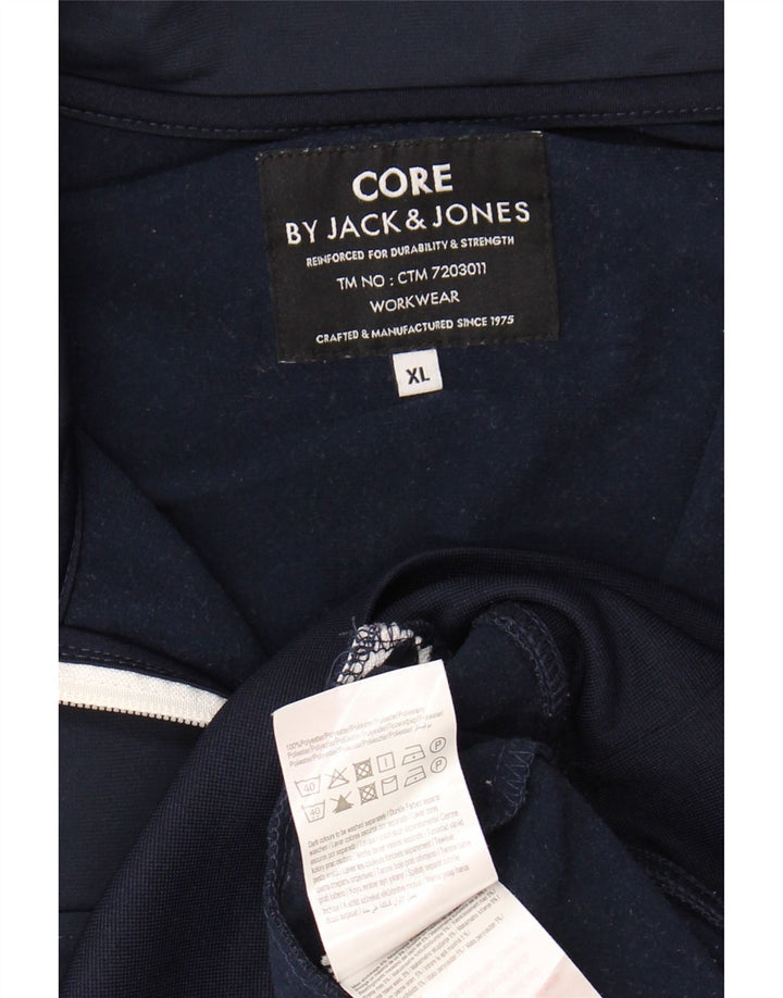 JACK & JONES Mens Tracksuit Top Jacket XL Navy Blue Polyester Vintage Jack & Jones and Second-Hand Jack & Jones from Messina Hembry 