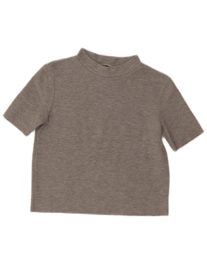 T-shirt corta da donna Zara UK 12 Poliestere grigio medio
