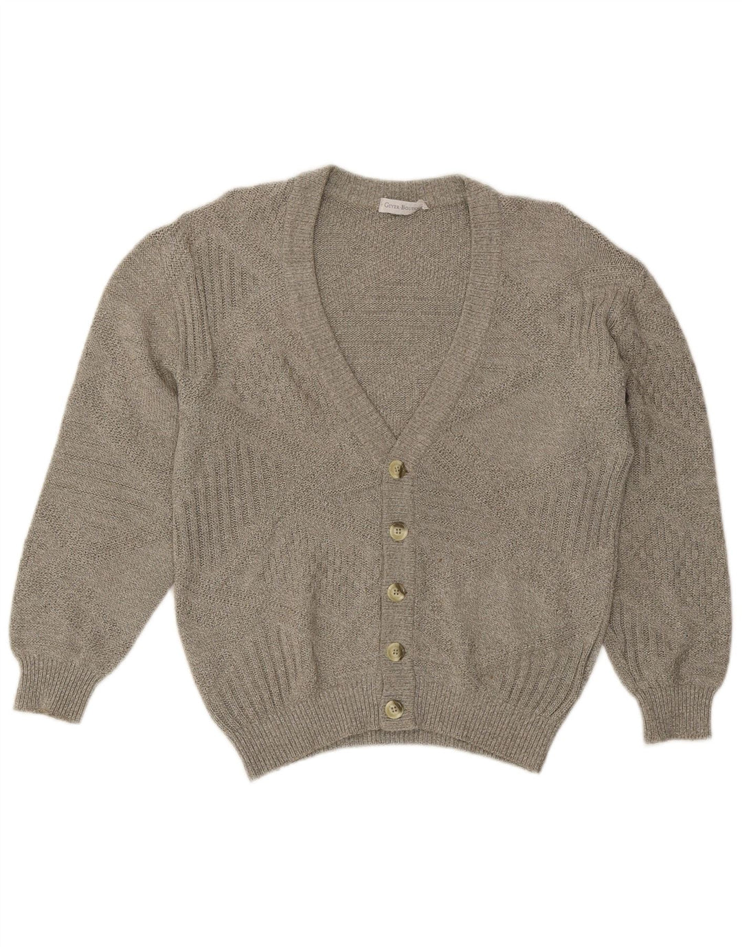 Maglione cardigan vintage da uomo IT 50 grande grigio