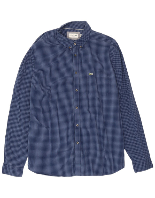 Camicia Lacoste da uomo vestibilità regolare taglia 43 grande cotone a quadretti blu