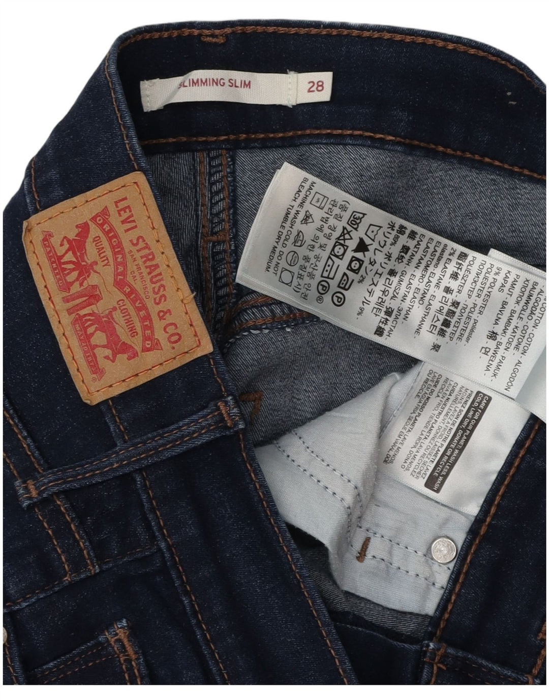 Jeans slim snellenti da donna LEVI'S W28 L30 cotone blu