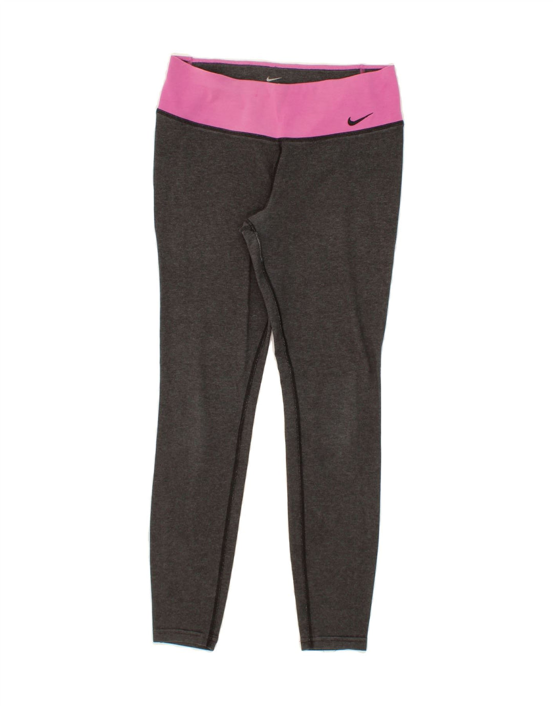 NIKE Womens Dri Fit Leggings UK 8 Small Grey Colourblock Cotton Vintage Nike and Second-Hand Nike from Messina Hembry 
