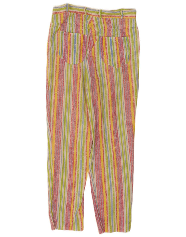 Vintage Womens Casual Trousers UK 16 Large W30 L28 Multicoloured Striped