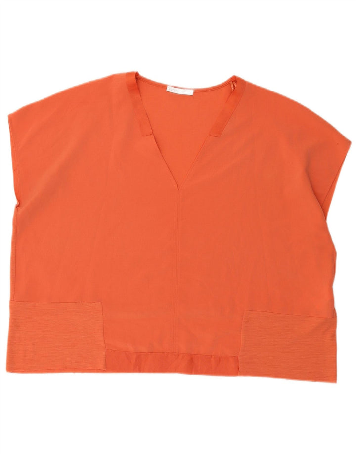 Blusa oversize da donna Zara Top UK 16 Large Arancione Poliestere