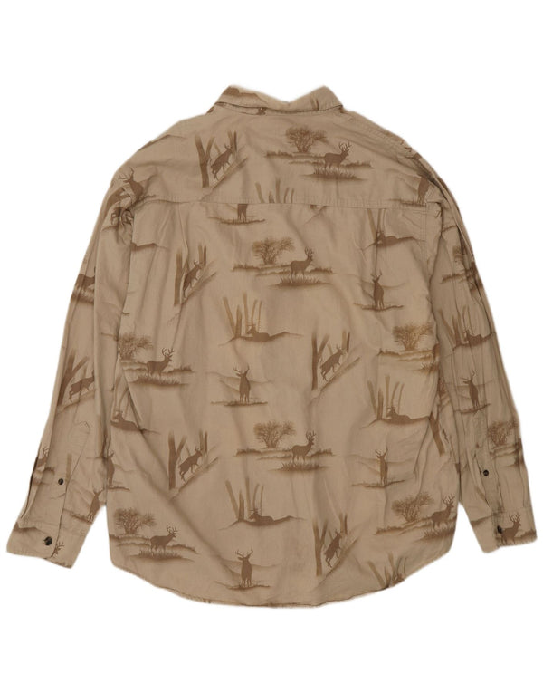 Camicia da uomo in velluto a coste Columbia River Lodge, cotone con stampa animalier beige grande