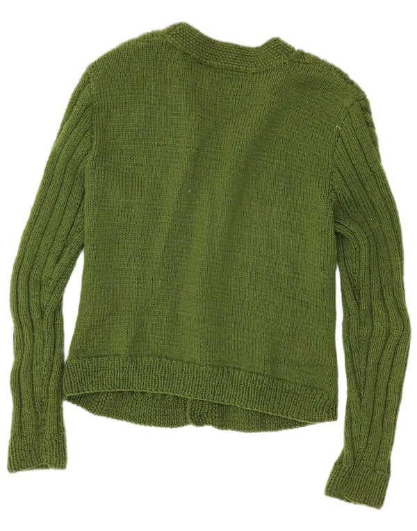 Maglione cardigan corto da donna vintage UK 10 piccolo verde