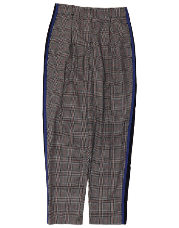 Pantaloni chino affusolati a vita alta da donna Topshop UK 6 XS W26 L28 grigio a quadri