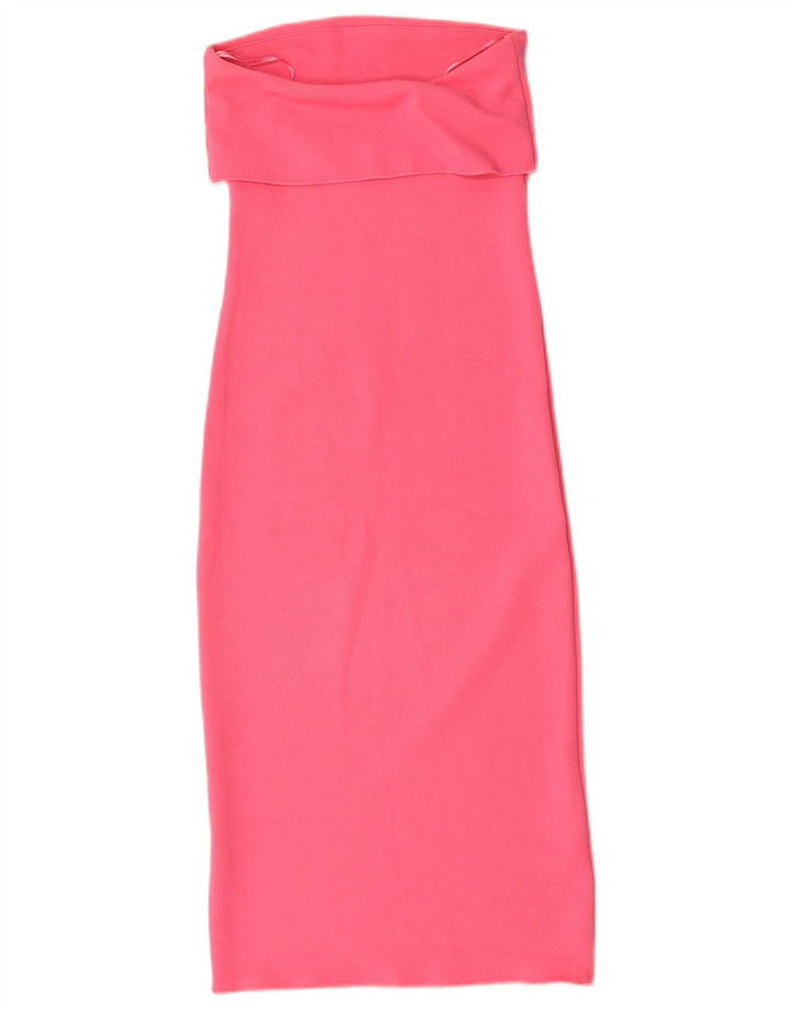 Abito senza spalline da donna Zara UK 8 Small in viscosa rosa