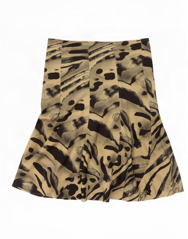 Gonna a trapezio da donna vintage grande W36 beige con stampa animalier